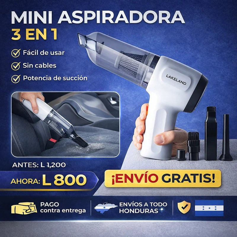 MINI ASPIRADORA 3 EN 1 - Limpieza rápida y fácil