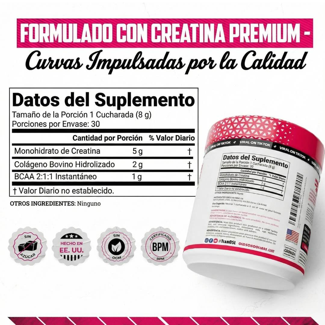 Bellafit™ 2x1 Old School Labs: Creatina Monohidratada para mujeres