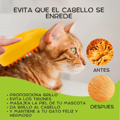 PawSpa™ — Cepillo de Vapor 3 en 1 para Mascotas con Limpieza Profunda y Efecto Relajante