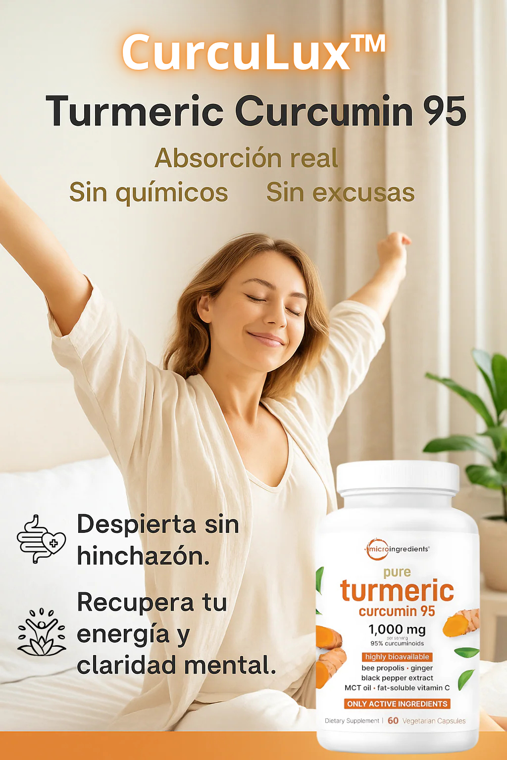 🌟Turmeric Curcumin CurcuLux™ — Cúrcuma Premium Importada para Energía y Bienestar Diario🌞🌿