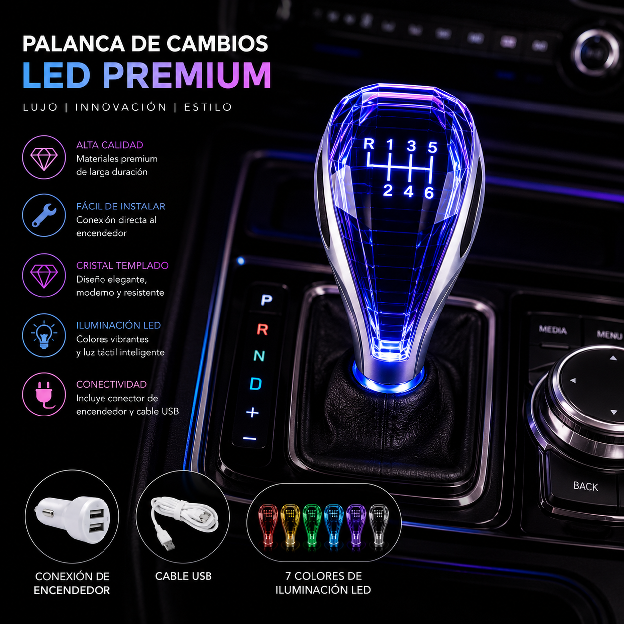 DriveLux™| 🌟 PALANCA DE CAMBIOS LED PREMIUM | ENVIO GRATIS